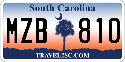 SC license plate MZB810