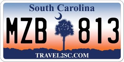 SC license plate MZB813