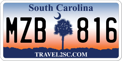 SC license plate MZB816