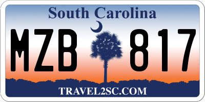 SC license plate MZB817