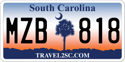 SC license plate MZB818