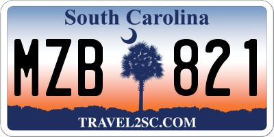 SC license plate MZB821
