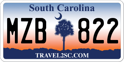 SC license plate MZB822