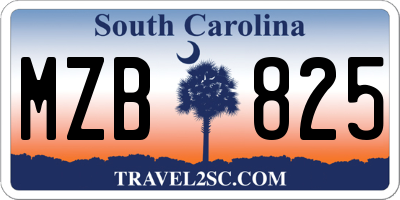 SC license plate MZB825