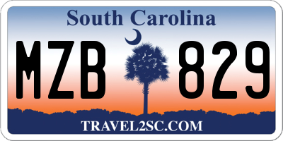 SC license plate MZB829