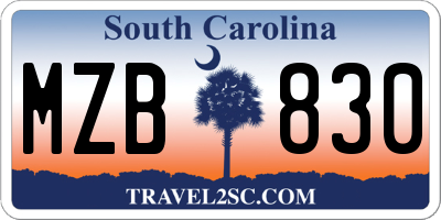 SC license plate MZB830