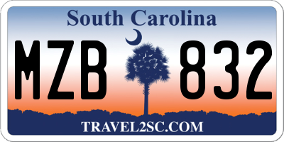 SC license plate MZB832