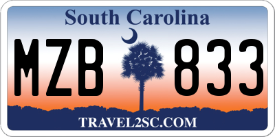 SC license plate MZB833