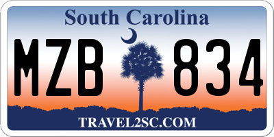 SC license plate MZB834