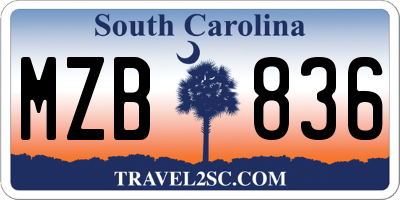 SC license plate MZB836