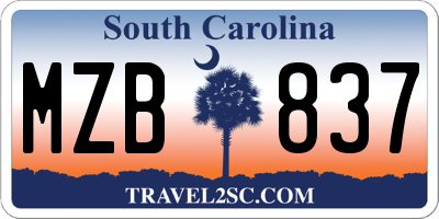 SC license plate MZB837