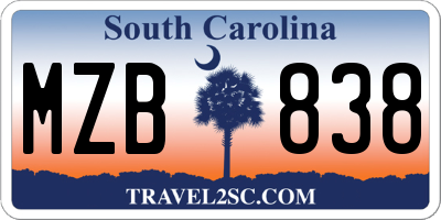 SC license plate MZB838
