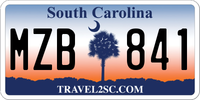 SC license plate MZB841