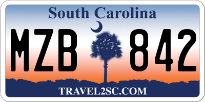 SC license plate MZB842