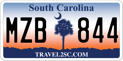 SC license plate MZB844