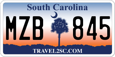 SC license plate MZB845