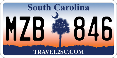 SC license plate MZB846