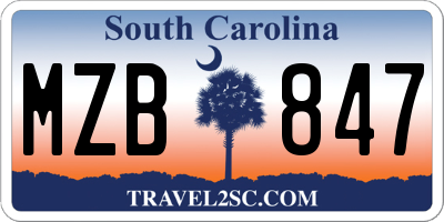 SC license plate MZB847