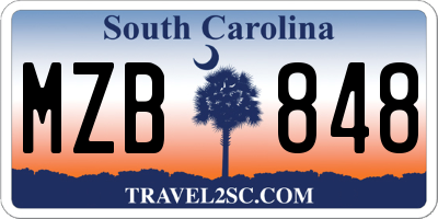 SC license plate MZB848