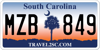 SC license plate MZB849