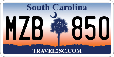 SC license plate MZB850