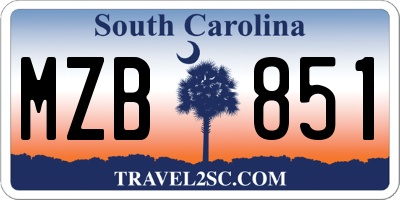 SC license plate MZB851