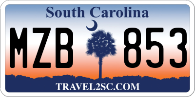 SC license plate MZB853
