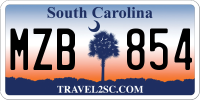 SC license plate MZB854