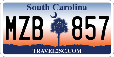 SC license plate MZB857