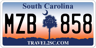 SC license plate MZB858