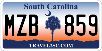 SC license plate MZB859