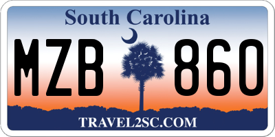 SC license plate MZB860
