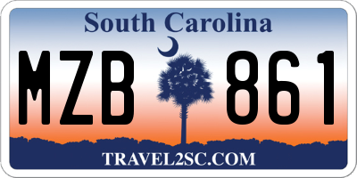 SC license plate MZB861