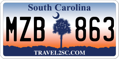 SC license plate MZB863