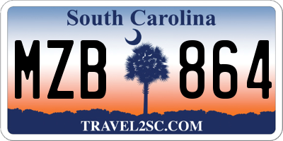 SC license plate MZB864