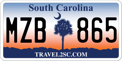SC license plate MZB865