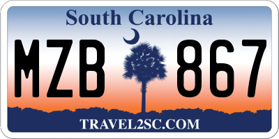 SC license plate MZB867