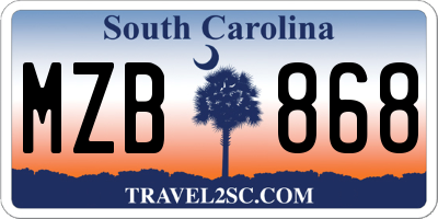 SC license plate MZB868