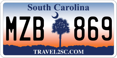 SC license plate MZB869