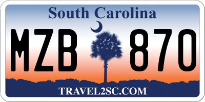 SC license plate MZB870