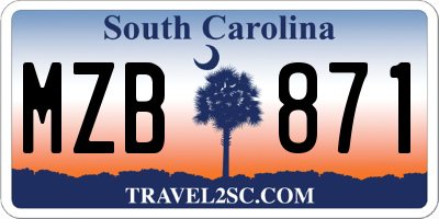 SC license plate MZB871
