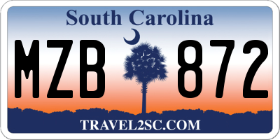 SC license plate MZB872