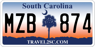SC license plate MZB874
