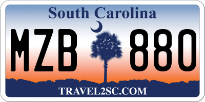 SC license plate MZB880