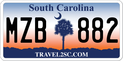 SC license plate MZB882