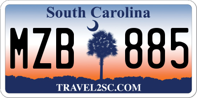 SC license plate MZB885