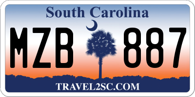 SC license plate MZB887