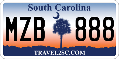 SC license plate MZB888