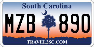 SC license plate MZB890