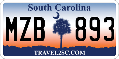 SC license plate MZB893